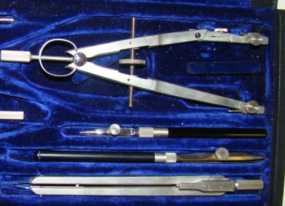 Vintage K&E Keuffel & Esser Drafting Drawing Instrument Set Complete w/Case