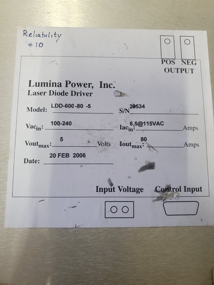 Lumina Power Laser Diode Driver LDD-600-80-5 50A