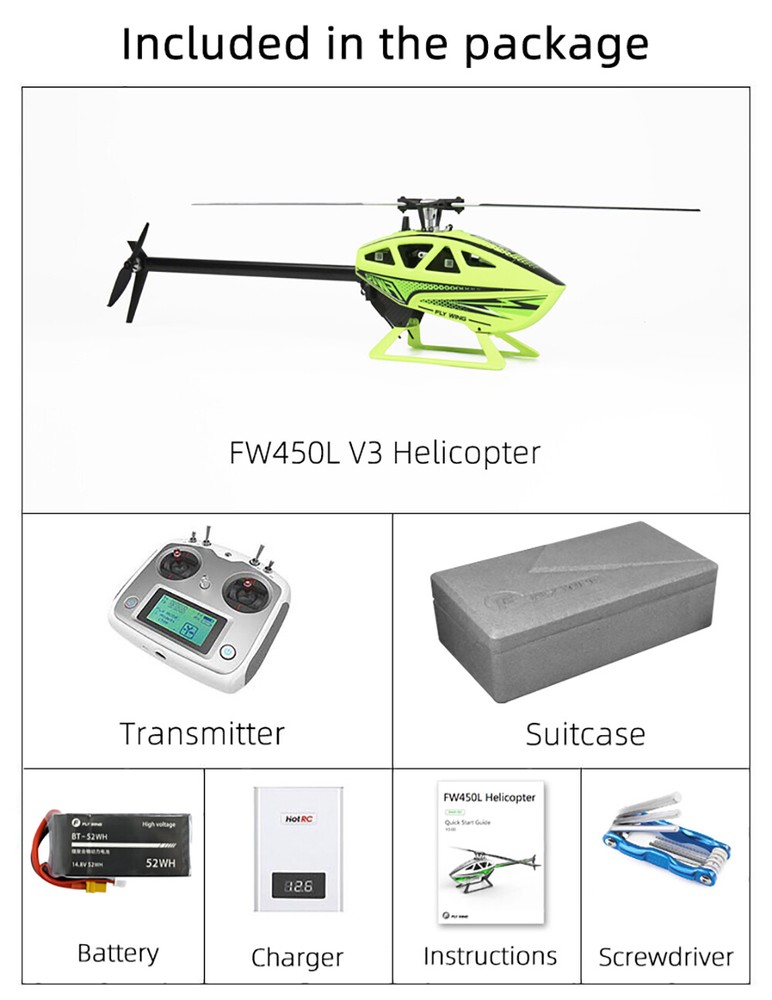 Fly Wing FW450L V3 6CH 3D GPS Automatic Return Hovering Helicopter RTF US Plug