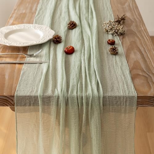 Spring Easter Cheesecloth Table Runner20 Inch0 FT Rustic Boho 1 Sage Green