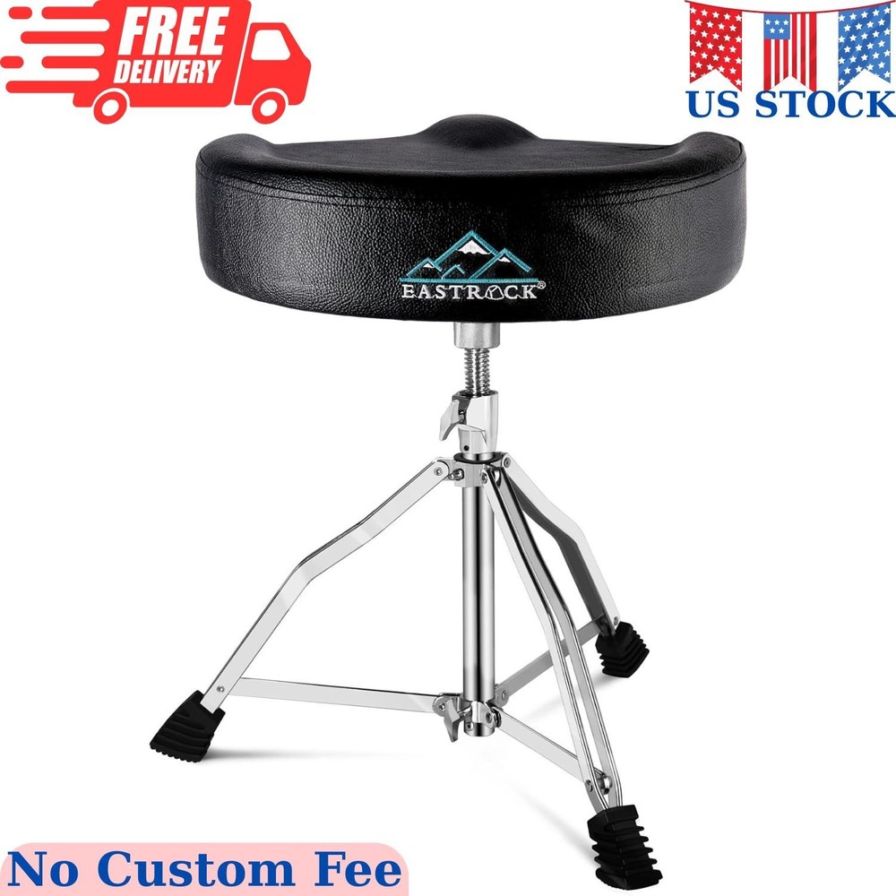 Drum Throne Adjustable Height, Drum Stools Rotatable Padded Motorcycle Style