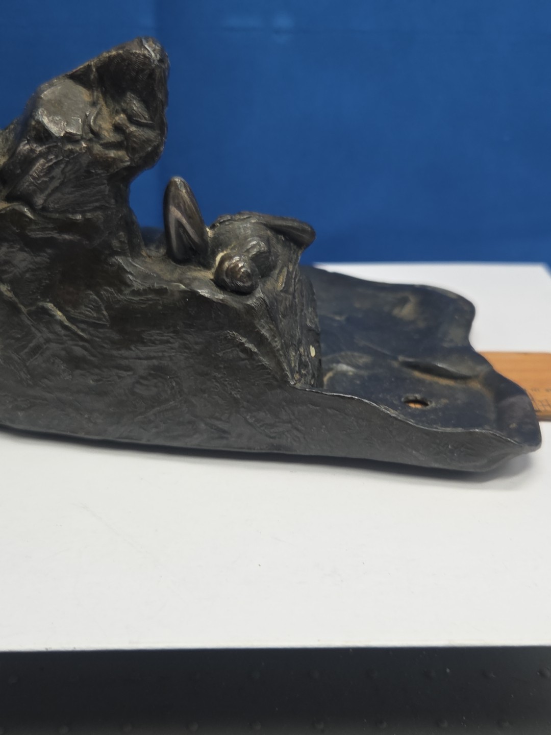 Art Nouveau Nude Maiden Water Inkwell Laying On Rocks Metal Trinket Earings TS