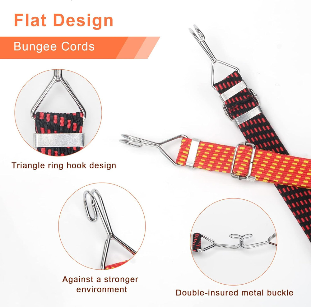 2 Pack 80 Inch Adjustable Flat Bungee Cords, Latex Bungee Straps with Adjust...