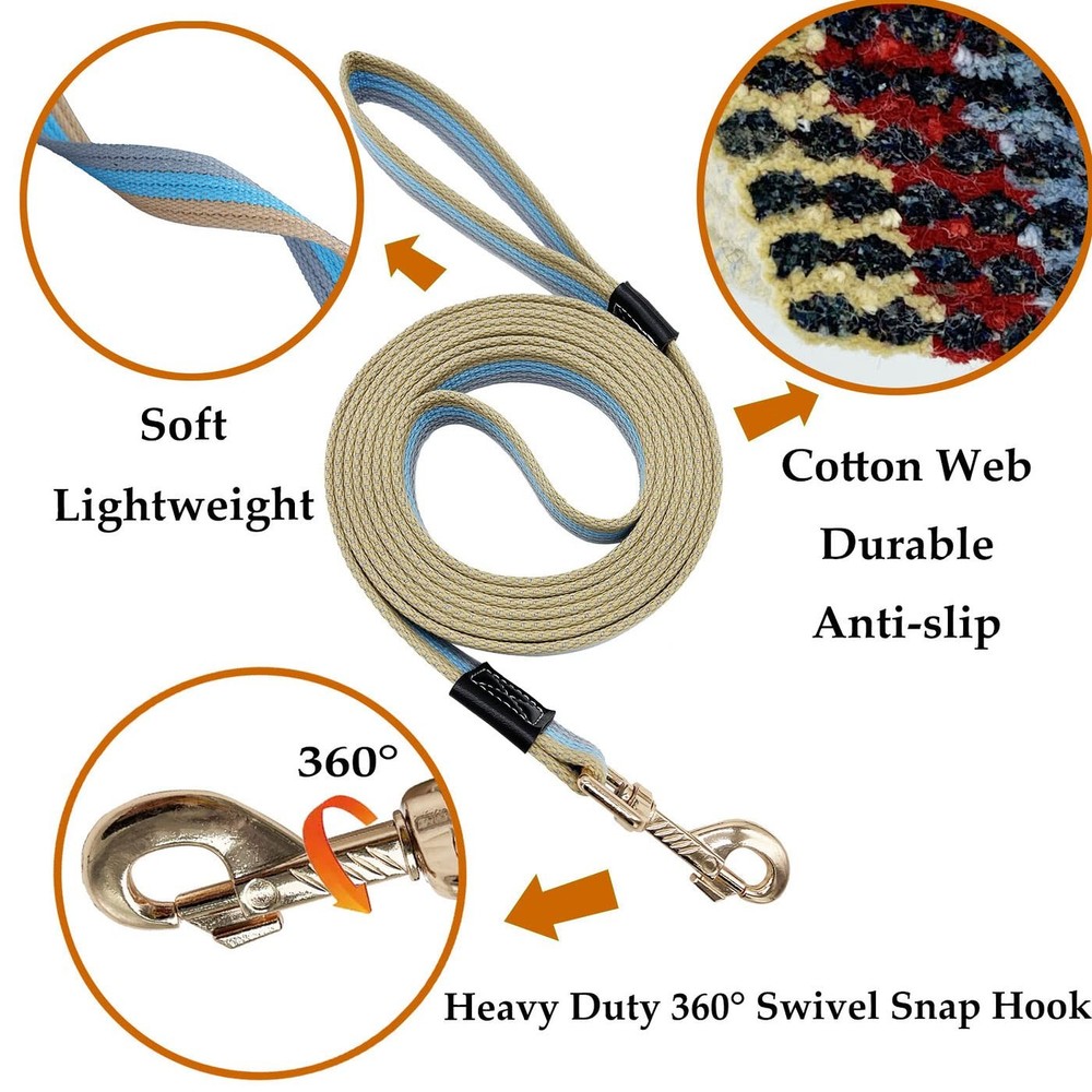 Soft Cotton Web Dog Leash Basic Training Walking Lead Blue 10 FT 0.6 Inch