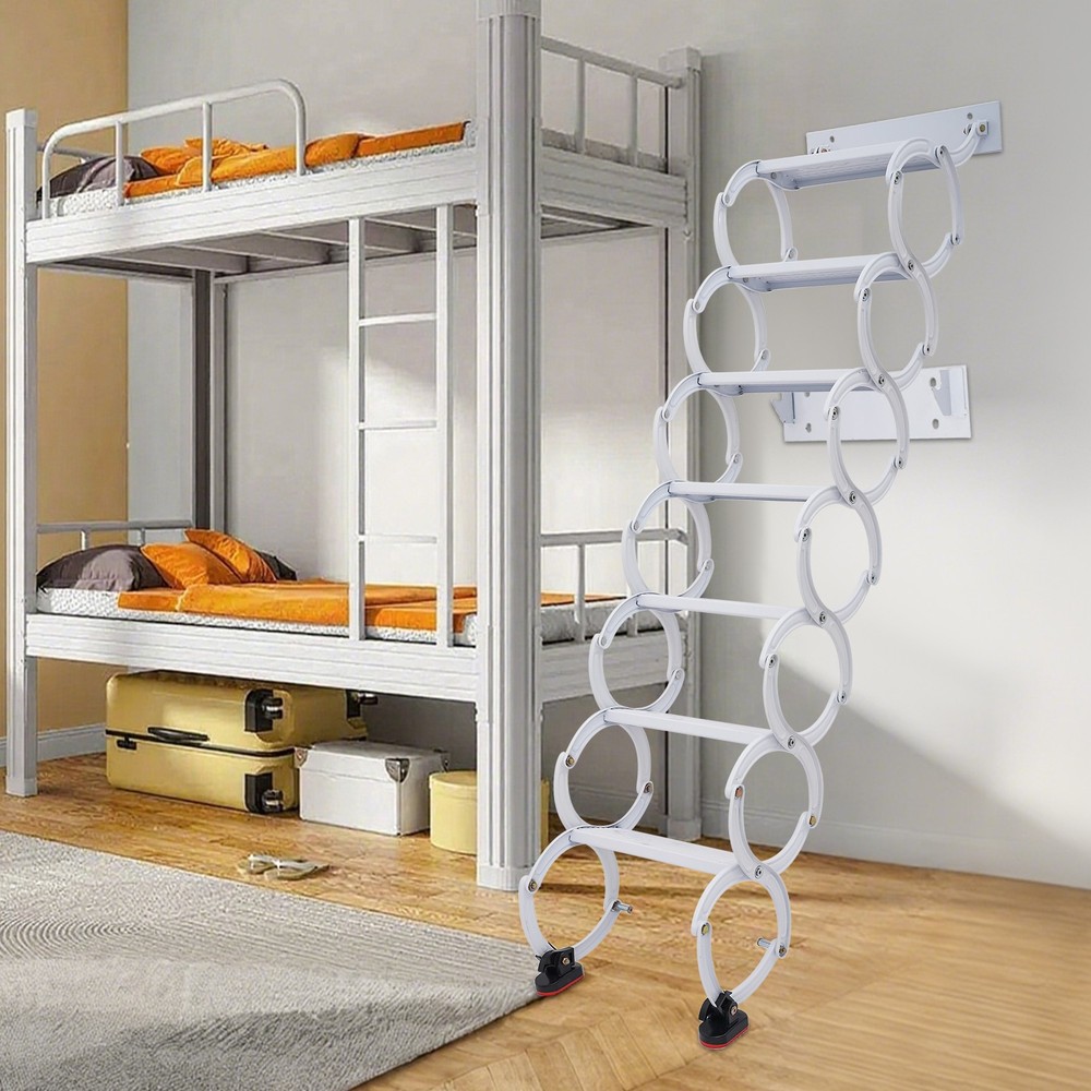 7 Steps Wall Mounted Retractable Ladder Pull Down Telescoping Step Ladders Attic