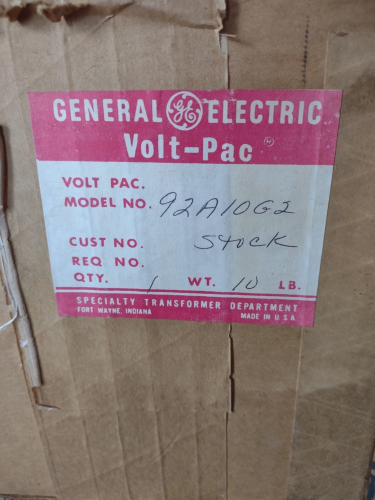 General Electric 92A10G2 Variable Transformer Volt-Pac - NIB