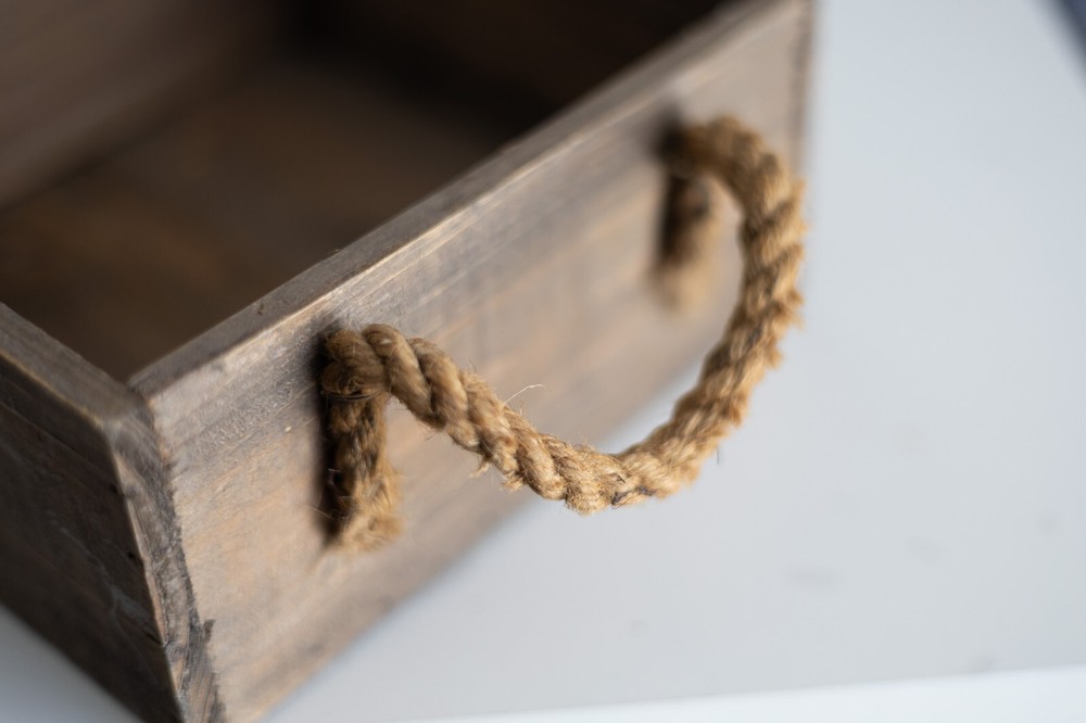 RUSTIC 2 Section Wood Basket Bin Container
