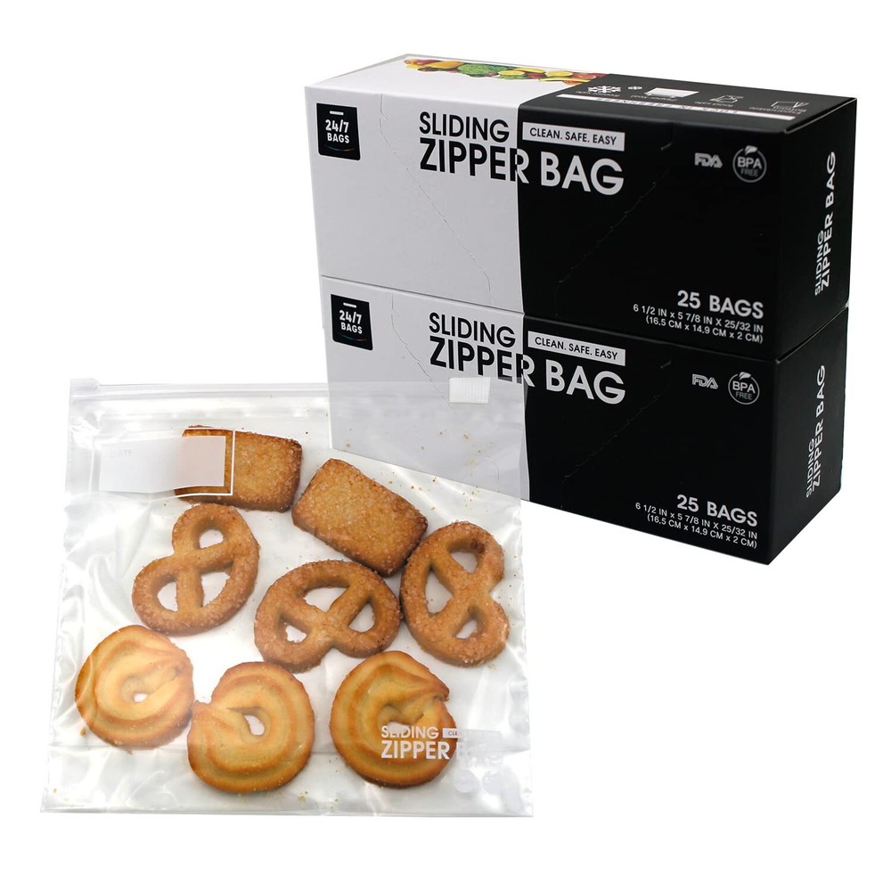 50 Small Slider Storage Bags with Expandable Bottom, Easy Secure Slide, Zero ...