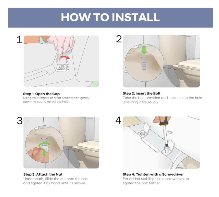 Toilet Seat Screws Replacement Plastic Toilet Seat Hinge Bolt Screws with Nuts