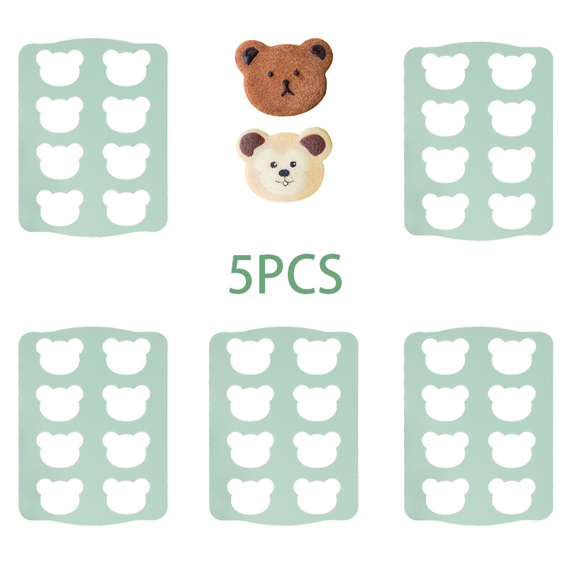 5PCS Bear Cracker Cookie Silicone Mold Dacquoise DIY Baking 8Cavity Cartoon Mold