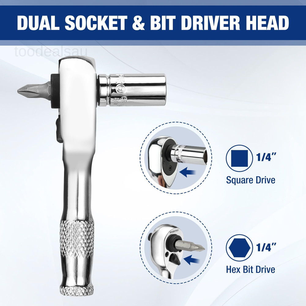 Stubby Ratchet & Bit 16 PCS & Driver Set, Silver