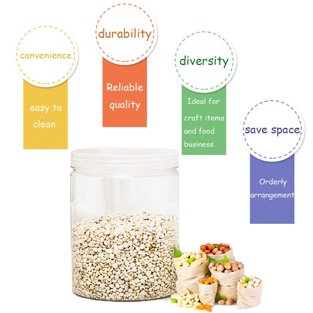 15 Pack 6oz Clear Plastic Jars Wide-mouth Storage Containers,Refillable Empty...