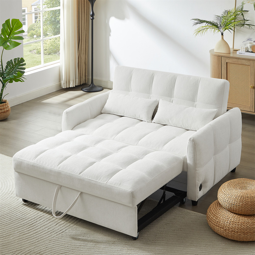 52.8'' Convertible Sleeper Sofa Bed Loveseat Sofa 2 Seater Couch w/ Pull Out Bed