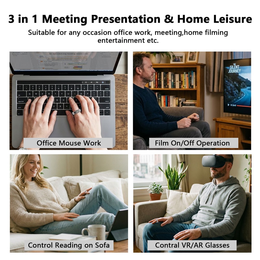 #12 Blutooth Smart Wireless mouse ring for control pc / pad / phone projector