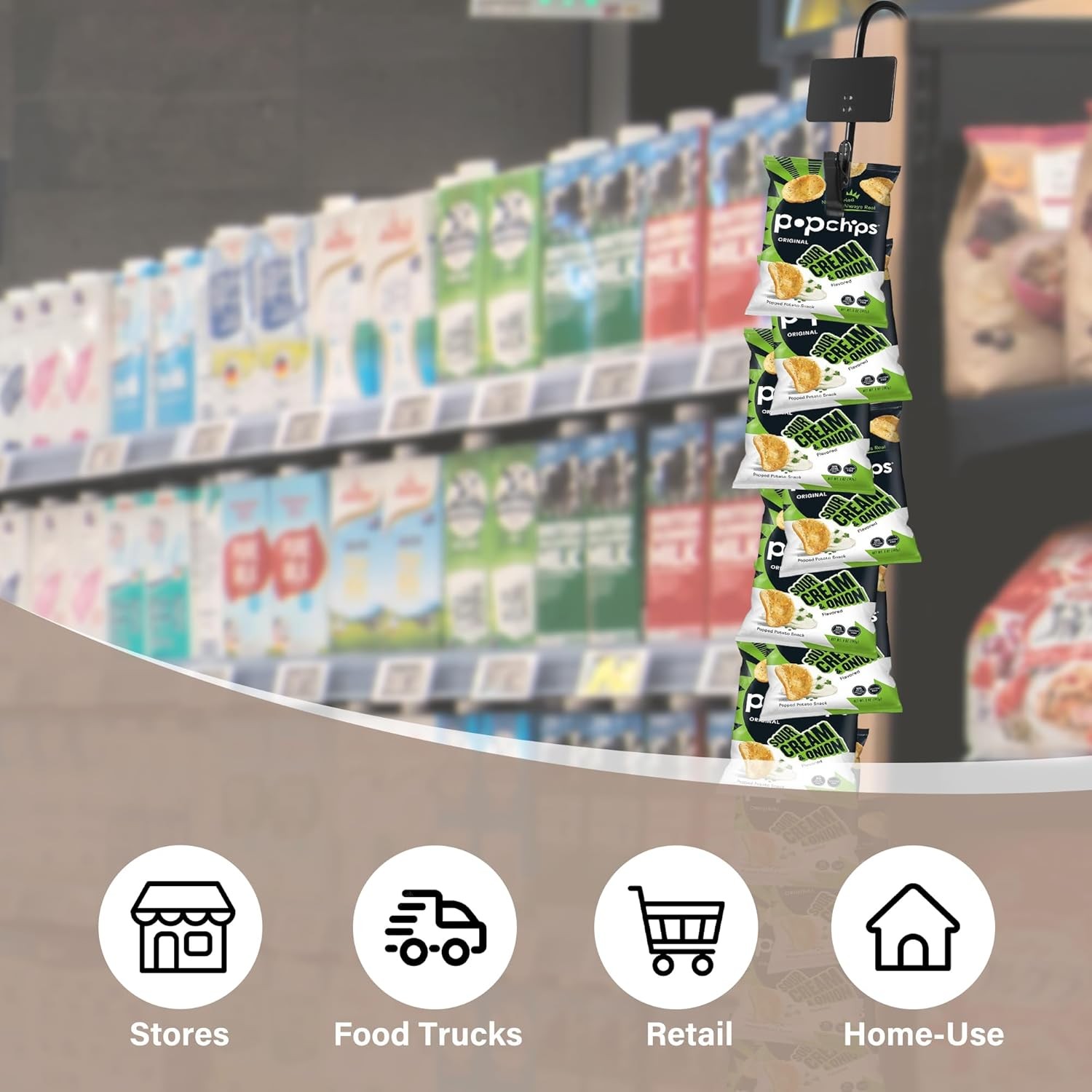 Hanging Merchandise Strips With Hooks Chip Display Rack Stands Potato Bag Holder