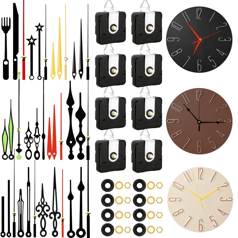8 Pack High Torque Wall Clock Movement Mechanism Clock Hands Replacement Kit