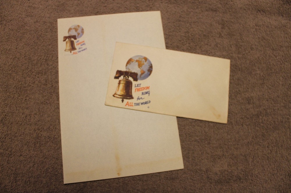 Original WW2 U.S. Home Front Patriotic Letter Head and Matching Envelope Set