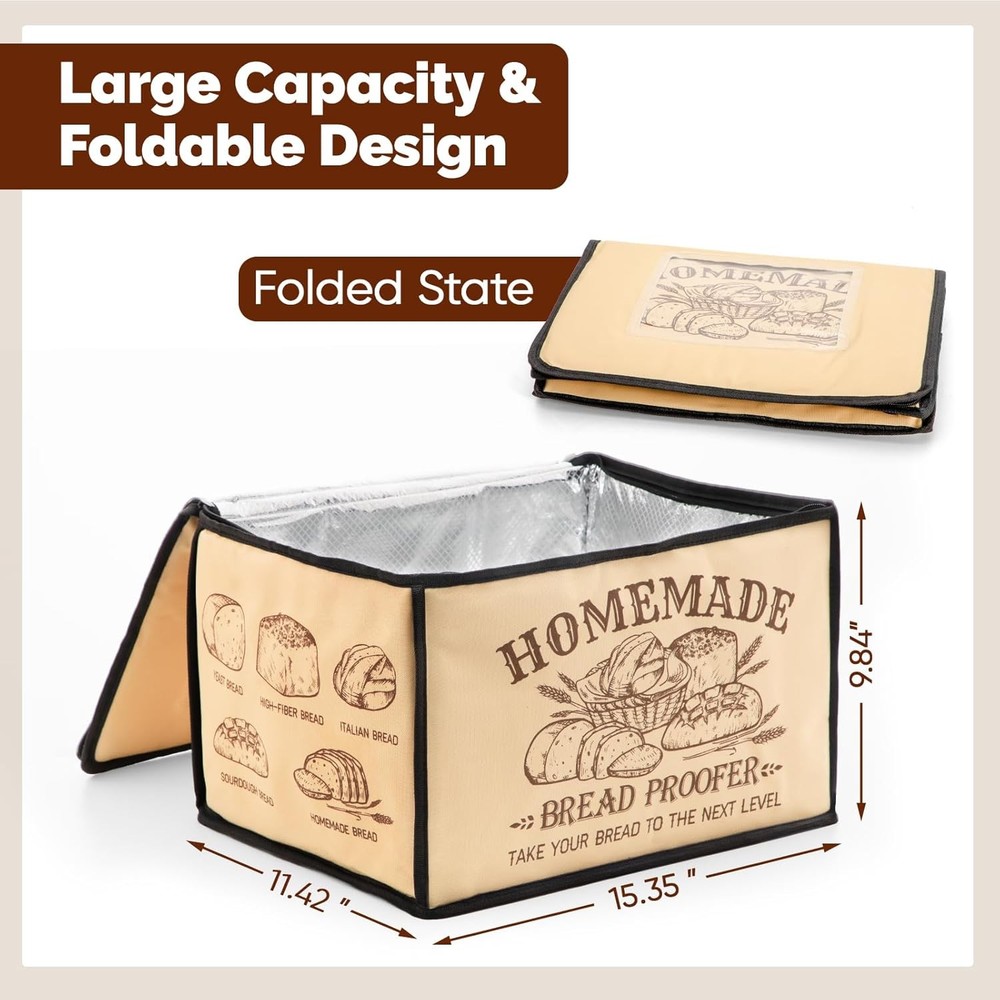 Proofing Box Bread Proofer with Heater Foldable Zippered Sourdough Basket