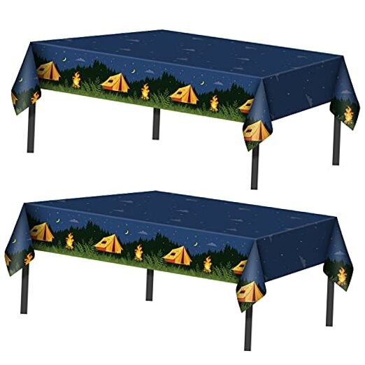 Pieces Camping Party Decorations Camping Tablecloth Plastic Rectangular 2