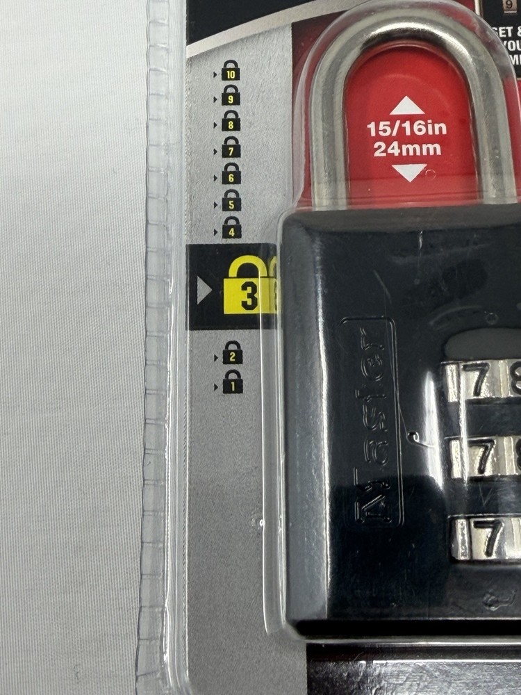 Master Lock 647D 3 Digit Combination Padlock Resettable 24mm New Sealed