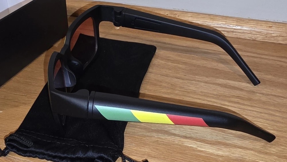 Rasta Square Frame Sunglasses Stash Compartment