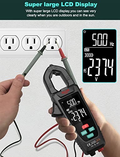 Digital Clamp Meter Multimeter for AC/DC Current & Voltage, Auto-ranging 9999