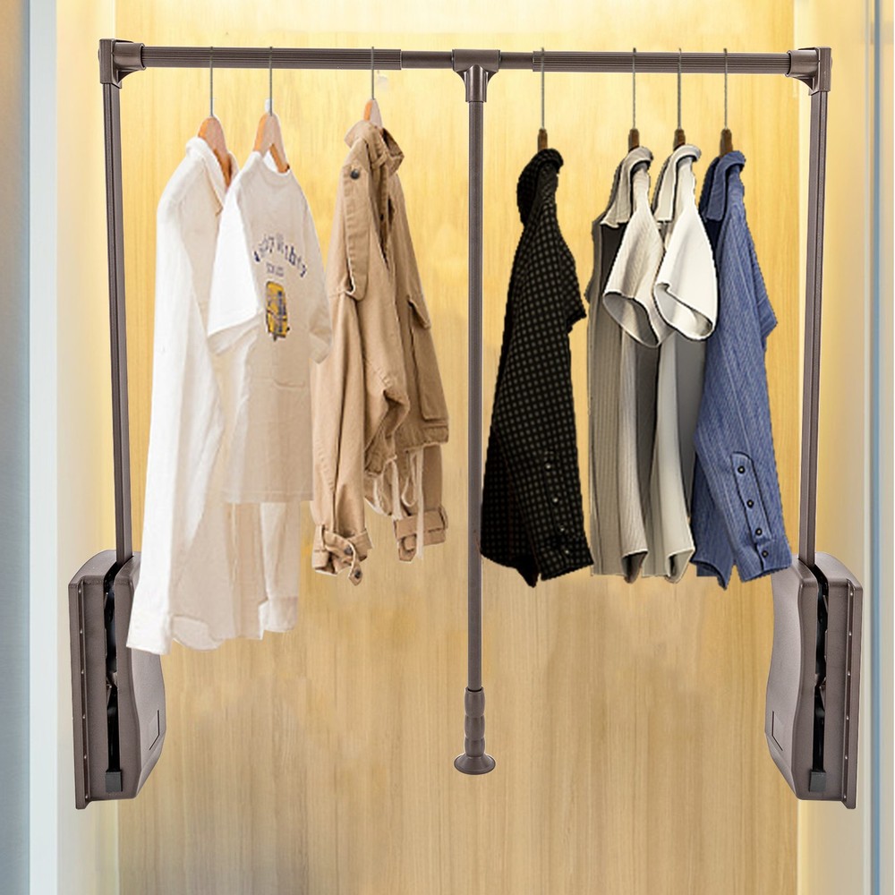 35-47" Adjustable Closet Rod Closet-mounted Simple Pull Down Clothes Hanger