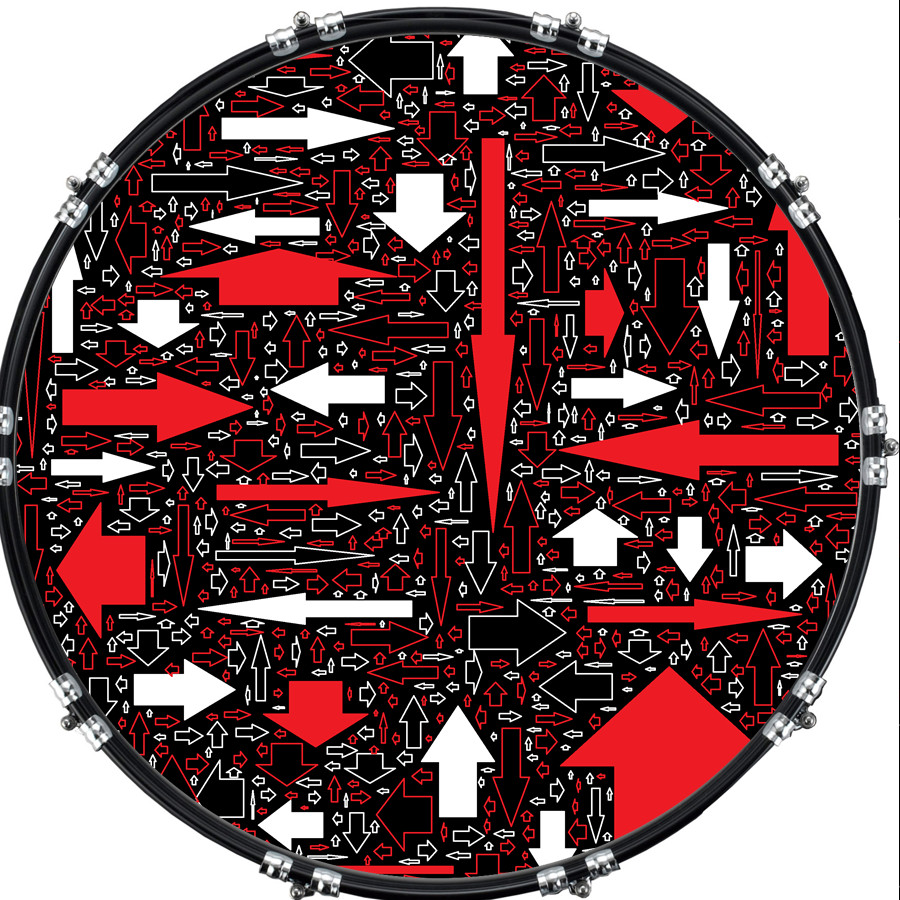 Custom 22" Kick Bass Drum Head Graphical Image Front Skin Arrows 1