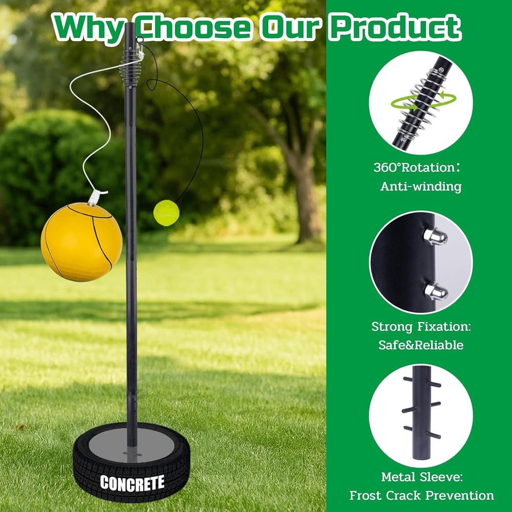 Tetherball Tennis&Tetherball Set,Tetherball Equipment with Pole for Backyard,wit