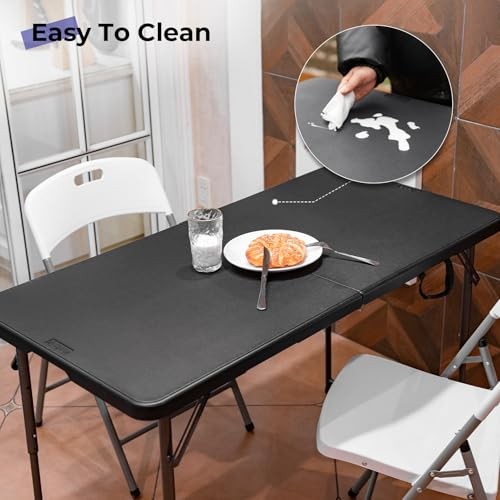 Folding Table 4 Foot Portable Heavy Duty Plastic Fold-in-Half Utility Table