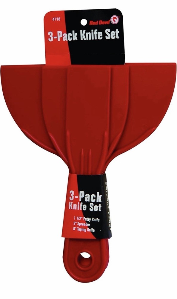 Red Devil 4718 3-Piece Plastic Putty Knife Set, Scraper Tool, Spackle & Paint-