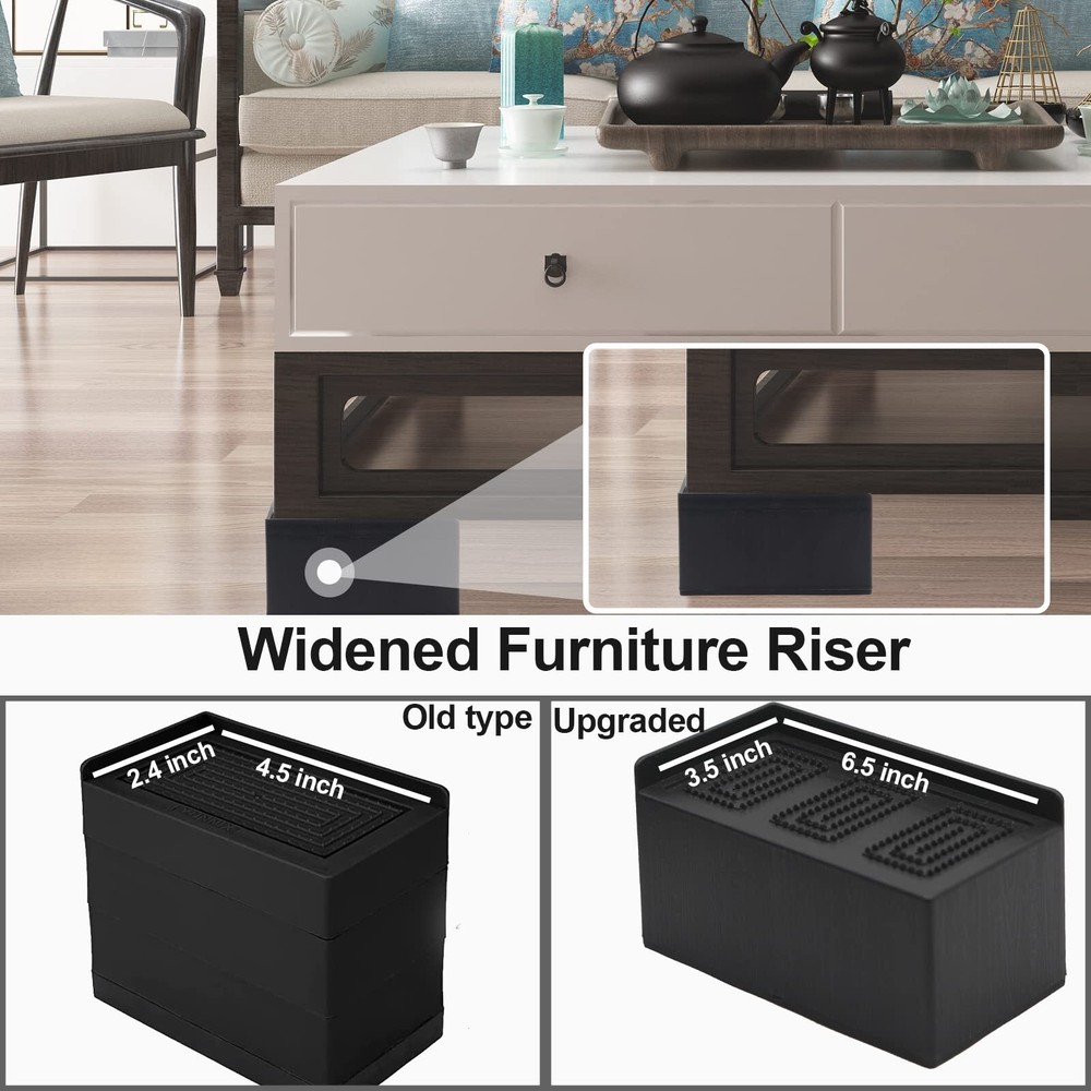 Bed Risers 5 Inch Oversized Extra Wide Bed Frame Risers 11000lbs Heavy Duty Couc