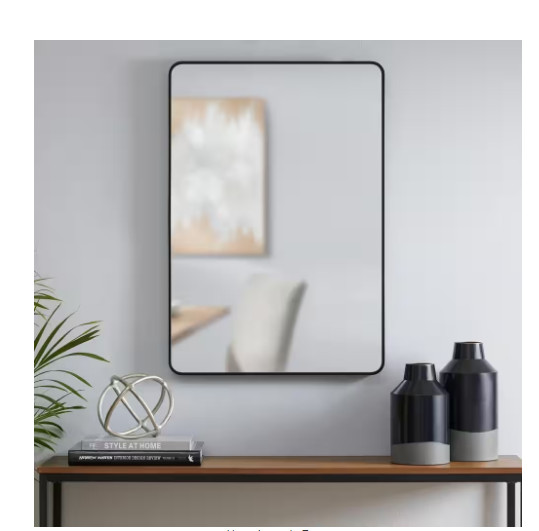StyleWell Medium Modern Rectangular Black Framed Mirror 22 in. W x 32 in. H (39B