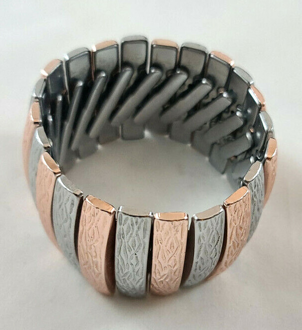 Retro Stretch Bracelet Copper/ Silver Tones