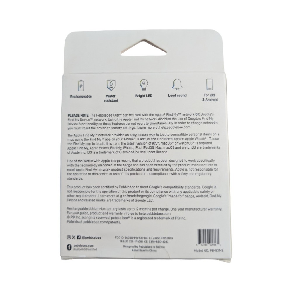 J1-O Pebblebee Clip Universal Rechargeable Item Tracking Device