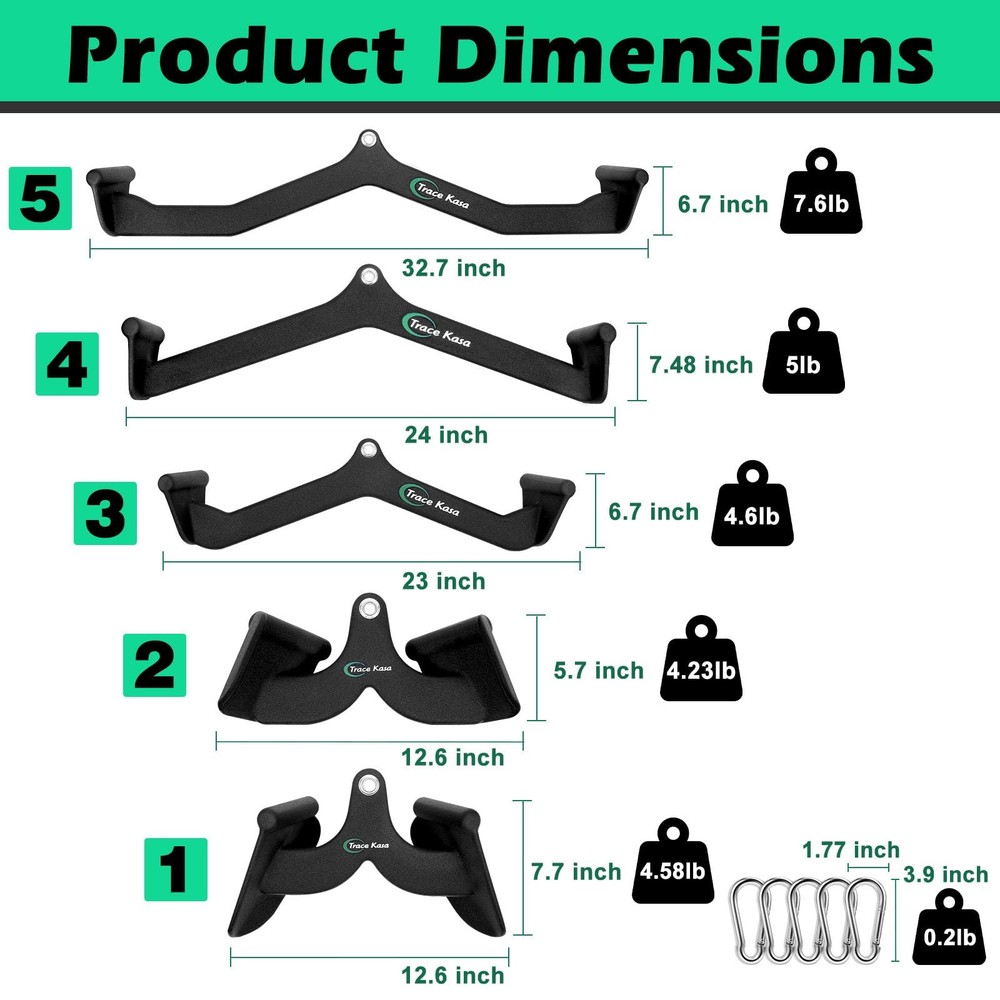 TRACE KASA LAT Pulldown Attachments: LAT Pull Down Bar Cable Machine Attachme...