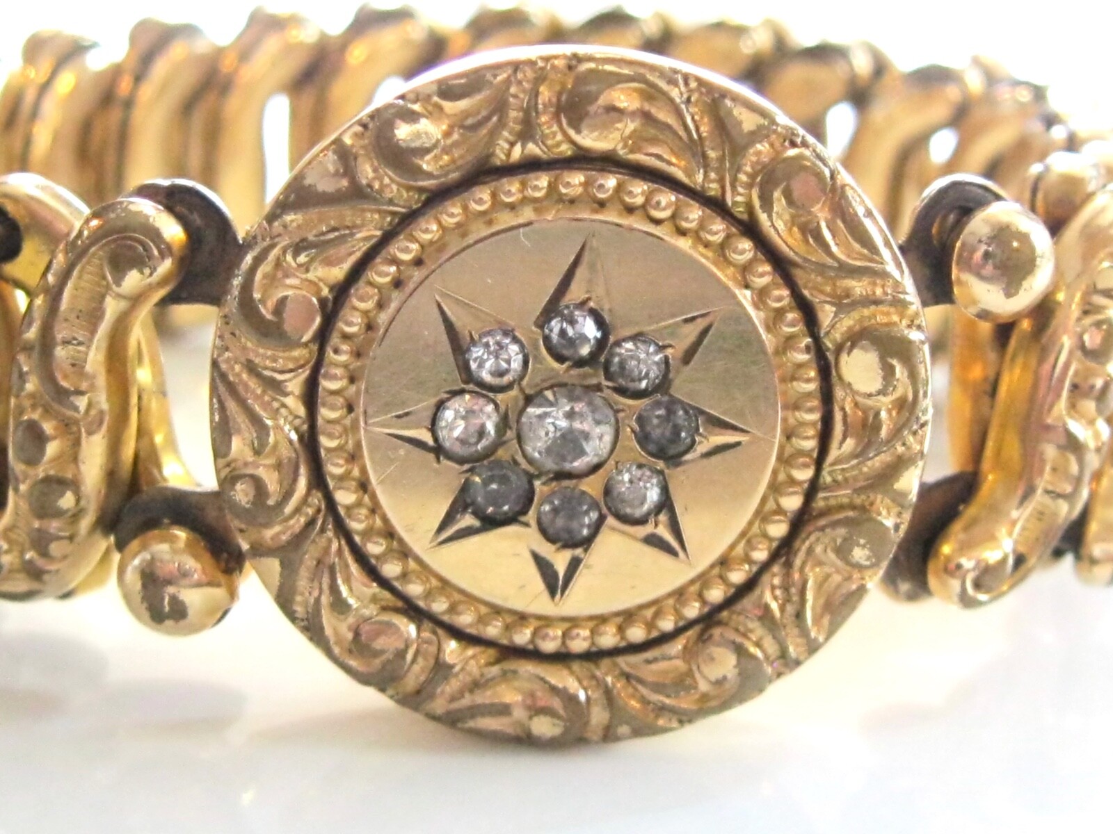 VINTAGE 1940'S WWII ERA SWEETHEART EXPANSION STRETCH BRACELET w RHINESTONES ACME