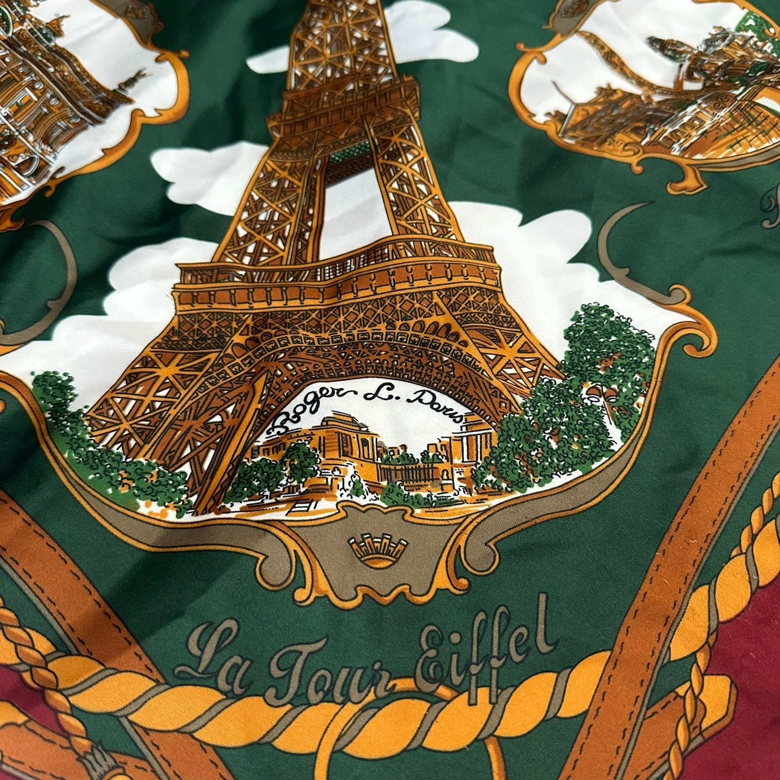 Womens Vintage Paris Scarf Souvenir De Paris Eiffel Tower Landmarks Parisian