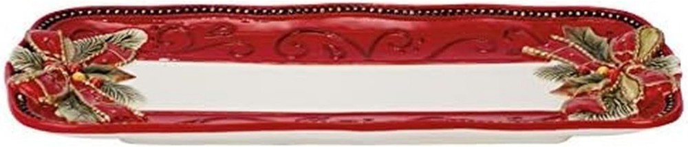 Charming Fitz and Floyd Ceramic Holiday Tray - Unique Rectangular Bread Serving