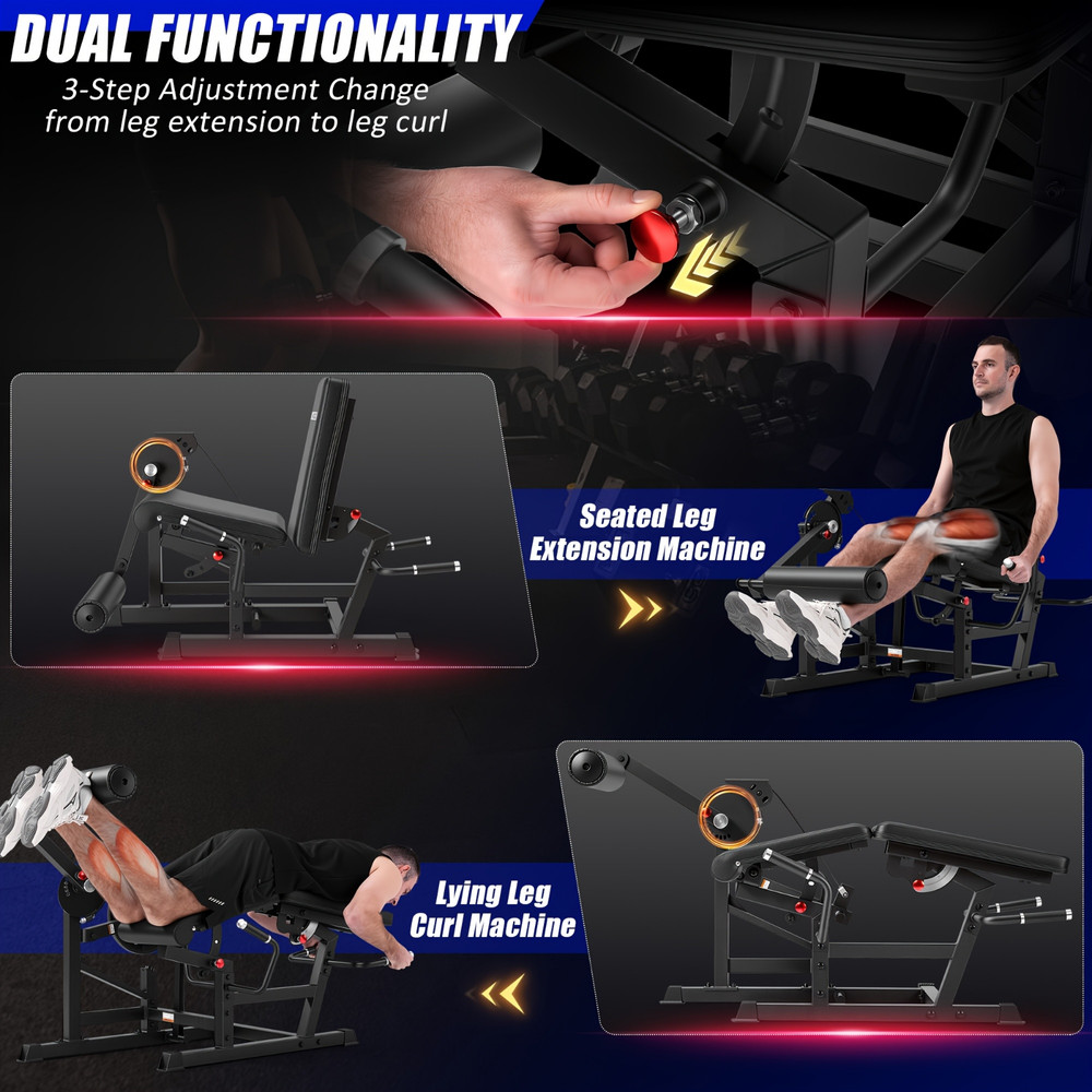 Fitness Adjustable Leg Extension &Curl Machine with Cable System 700LBS Capacity