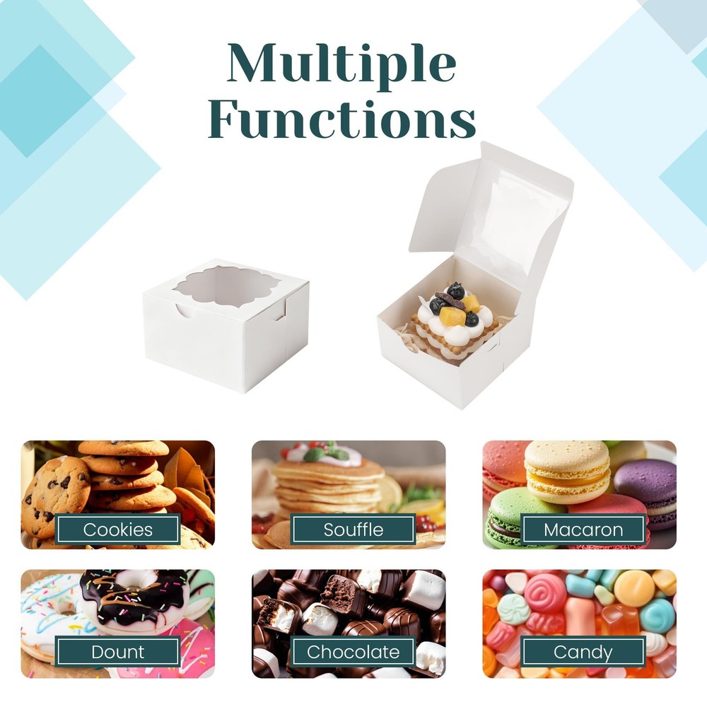 50pcs Cookie Boxes with Window Bakery Boxes Small Treat Boxes Small Cake boxe...