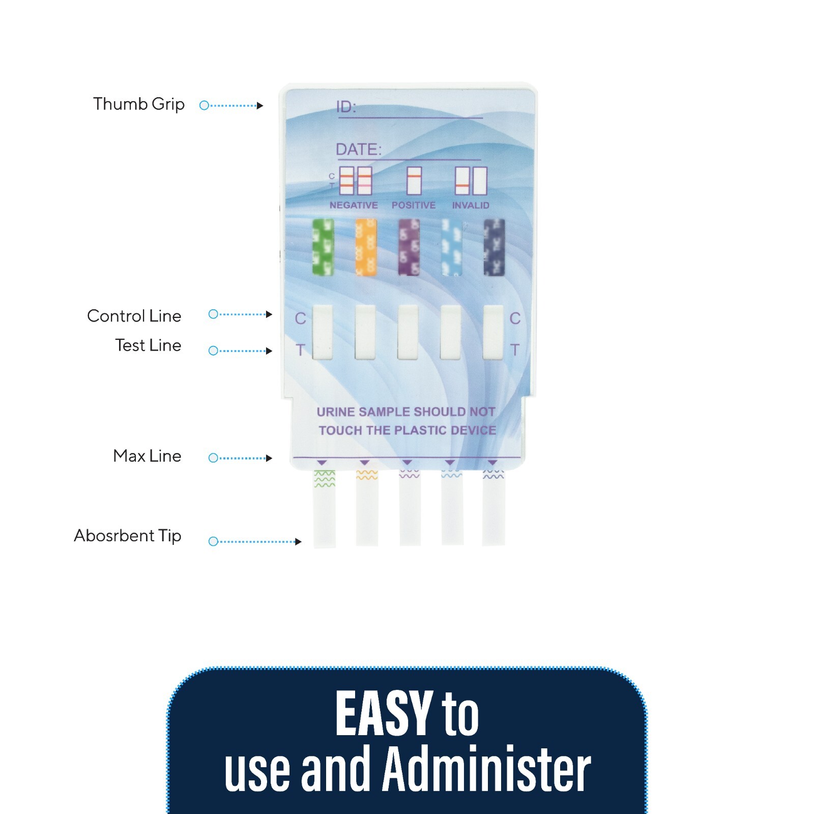 5 Pack 5 Panel Drug Testing Kit - Test for 5 Drugs Home or Work - Free Shipping!