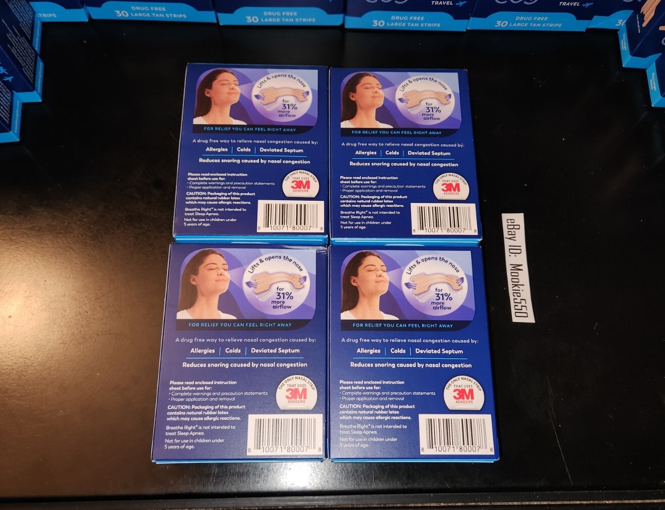 EXP 04/2028+ (120ct) 4 Box 30ea Breathe Right ORIGINAL LARGE TAN Nasal Strips