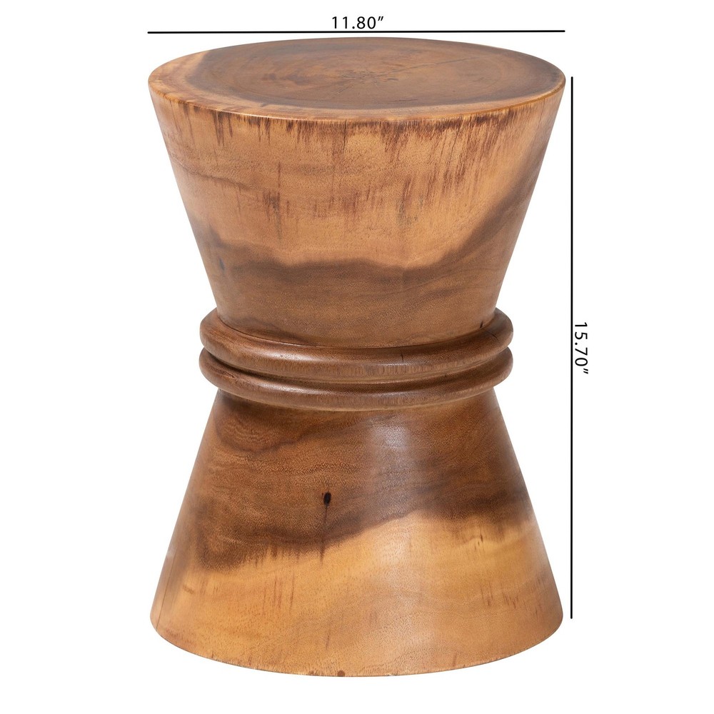bali & pari Samira Solid Suar Wood Side Table - Handcrafted Sculptural End Table