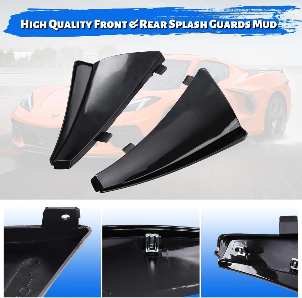 4X CARBON FLASH Front & Rear Mud Flaps for Corvette C8 2020-2024 Splash Guards