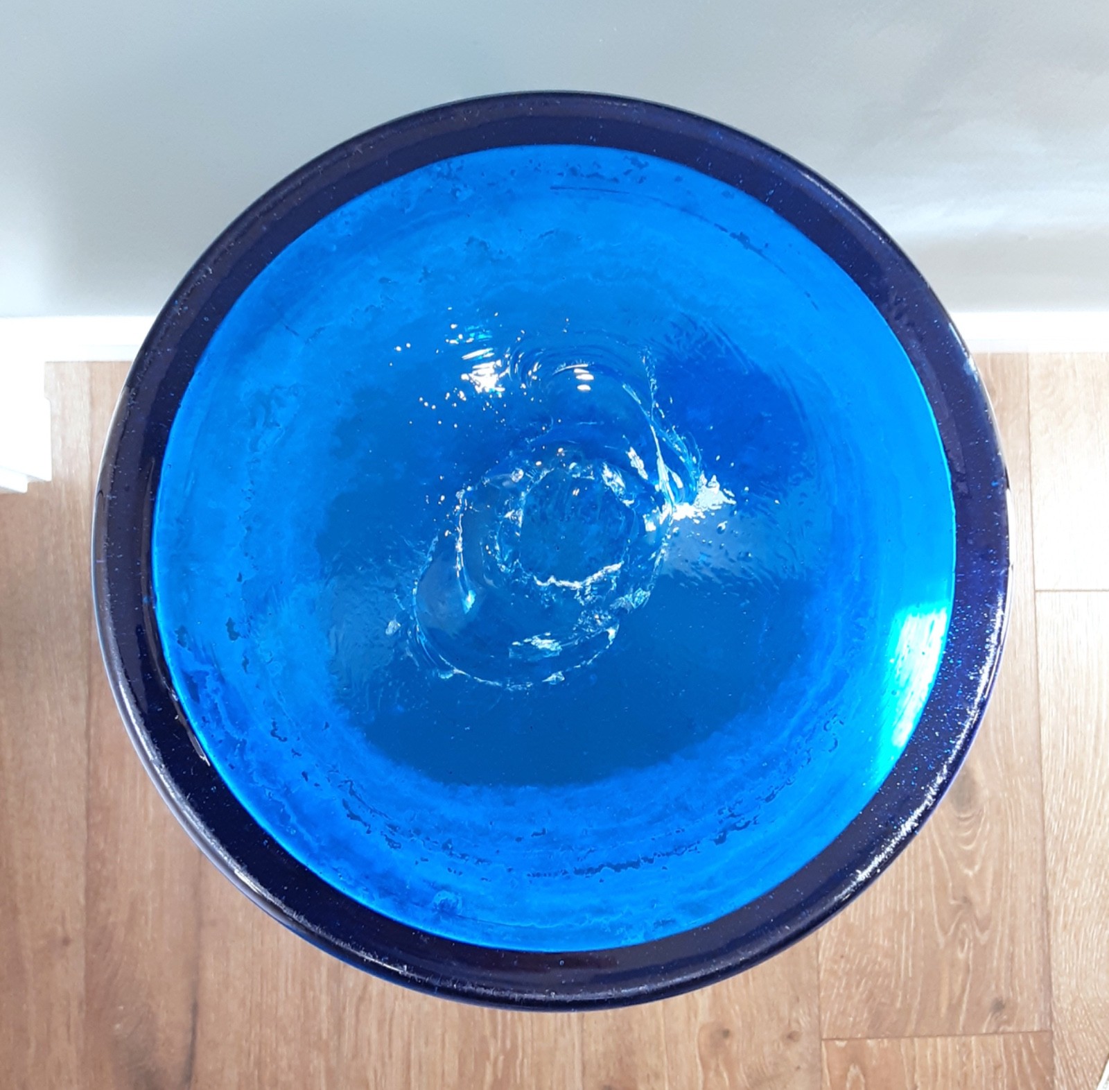 BLENKO HUGE 35.5" Art Glass Turquoise # 6138 Architectural Floor Decanter HUSTED