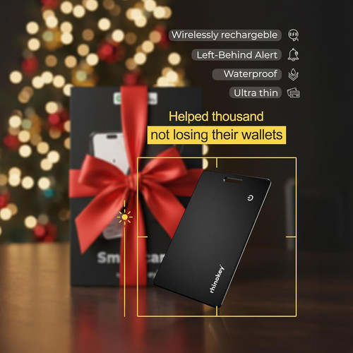 Rhinokey® Wallet Tracker Card,(Android Only) 0.07in Slim Rechargeable...