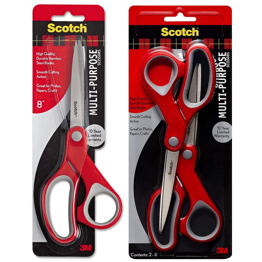Scotch Multi-Purpose Scissors: 8-inch scissor / 1-pack (Red)