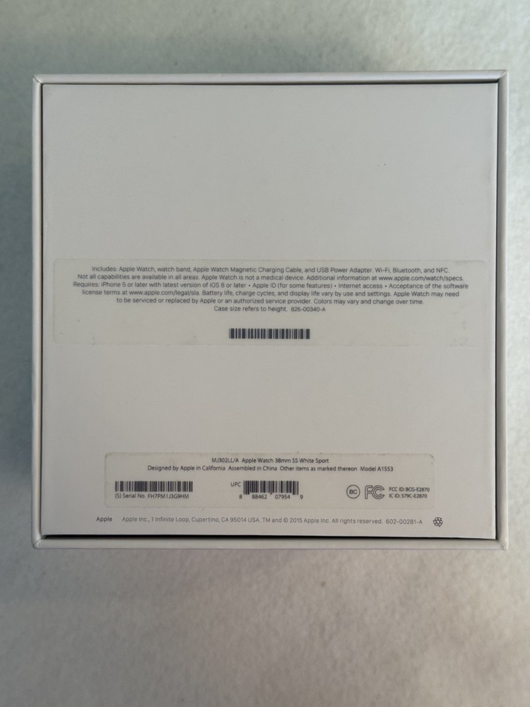 Original White Plastic BOX ONLY EMPTY For a Original Apple Watch