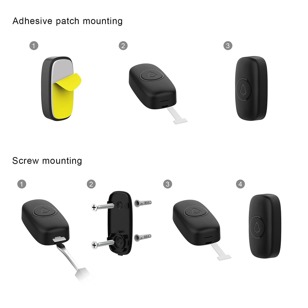 SECRUI Wireless Doorbell, Easy installation, 1 receiver 1 button, Black